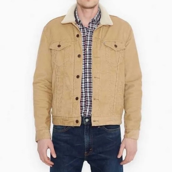 Levi’s Men’s Classic Corduroy Sherpa-Lined Trucker Jacket - Size XL Field of Rye - Picture 13 of 13